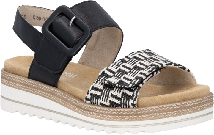 Quarter turn view Women's Remonte Footwear style name Jocelyn 62 in color Shwarz/ Crema. Sku: D0Q62-03