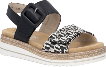 Quarter turn view Women's Remonte Footwear style name Jocelyn 62 in color Shwarz/ Crema. Sku: D0Q62-03