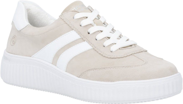 Quarter turn view Women's Remonte Footwear style name Levke 00 in color Pebble/ Weiss. Sku: D3E00-60
