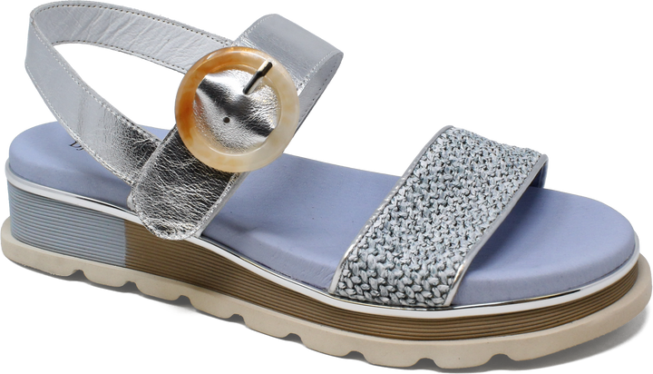 Women's Django & Juliette Chaviva in Denim-Silver Syn Raffia-Leather. Sku: DJ21206DHV3N