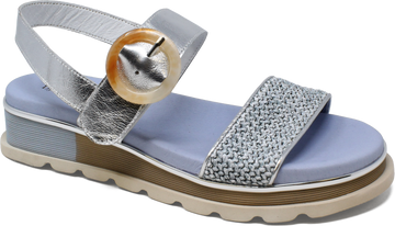 Women's Django & Juliette Chaviva in Denim-Silver Syn Raffia-Leather. Sku: DJ21206DHV3N