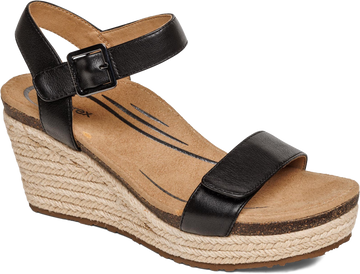 Quarter turn view Women's Aetrex Footwear style name Sydney in color Black. Sku: EW750