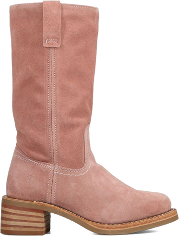 Quarter turn view Women's Frye Footwear style name Campus 12R in color Woodrose. Sku: FR41965-WRSE