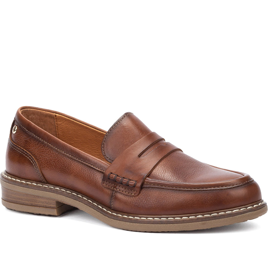 Quarter turn Women's Pikolinos Footwear style name Aldaya 3541 Wide in color Cuero. Sku: HAW8J-3541CUE