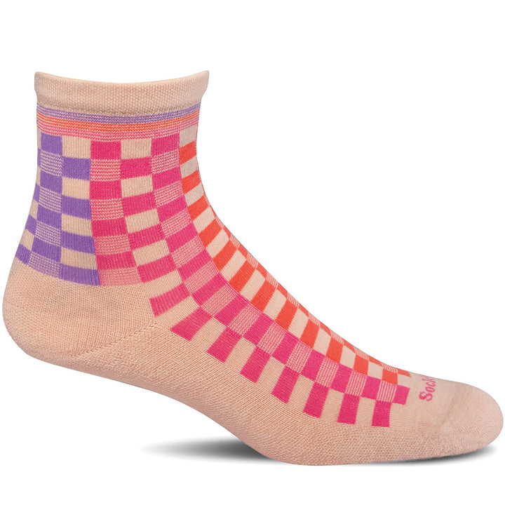 Quarter turn Women's Sockwell Sock style name Gingham in color Rose. Sku: LD240W-520