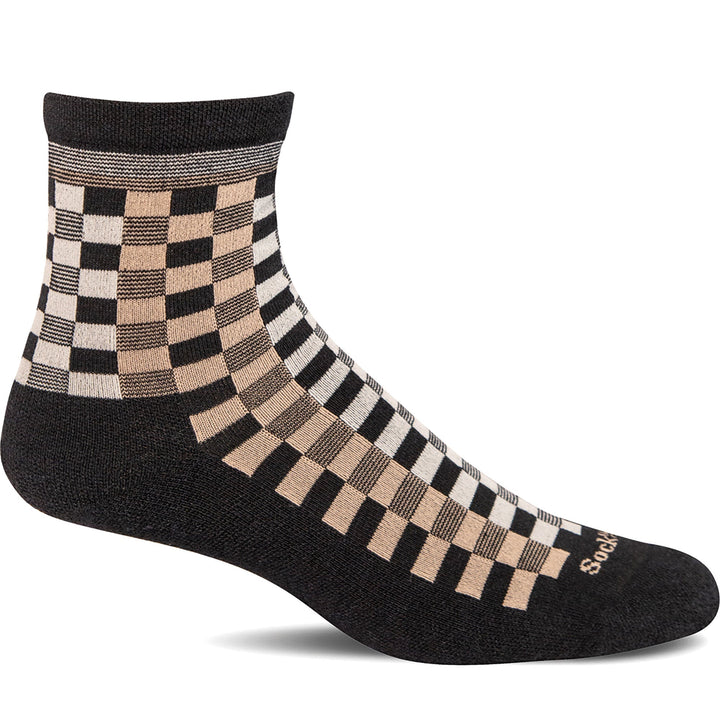 Quarter turn Women's Sockwell Sock style name Gingham in color Black. Sku: LD240W-900
