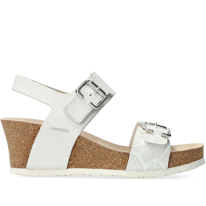 Quarter turn Women's Mephisto Footwear style name Lissandra in color White Sandanyl/ Fog Panama. Sku: LISS2830