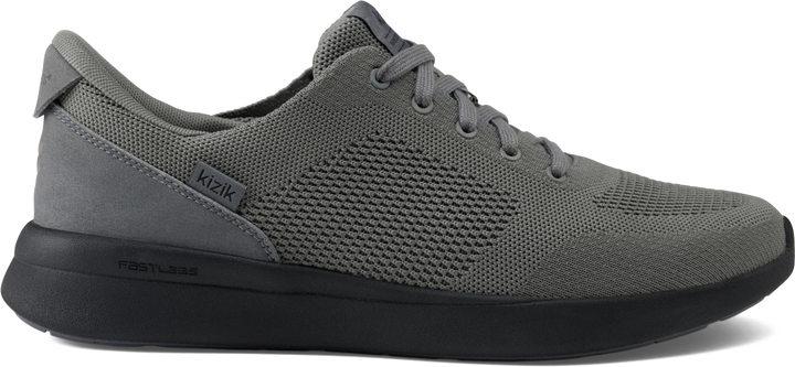 Quarter turn view Men's Kizik Footwear style name Lima 2 in color Smoked Pearl/ Black. Sku: MLIM2606