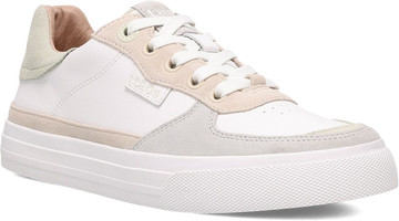Quarter turn view Women's Taos Footwear style name Pop Soul in color Sand/ Ice Multi. Sku: PPS-142651SNIM