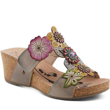 Quarter turn Women's L'Artiste Footwear style name Prettypetals in color Grey Multi. Sku: PRETTYPETALS-GR