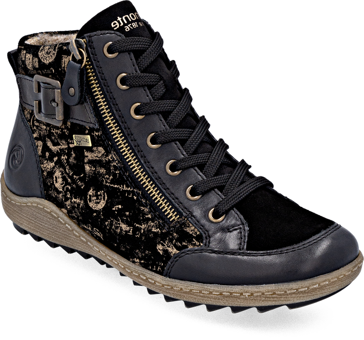 Women's Remonte Liv 41 Hi in Schwarz/ Schwarz/ Kupfer. Sku: R1441-03