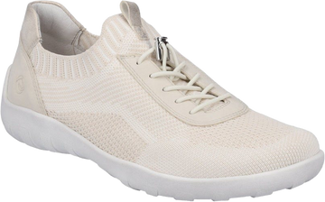 Quarter turn view Women's Remonte Footwear style name Liv 18 in color Vanilla/ Weiss/ Crema. Sku: R3518-60