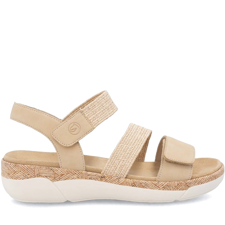 Quarter turn Women's Remonte Footwear style name Jocelyn 61 in color Tan/ Stroh. Sku: R6861-20