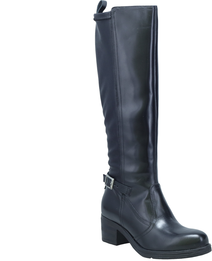 Quarter turn view Women's Miz Mooz Footwear style name Serenna in color BLACK. Sku: SERENNA-BLACK