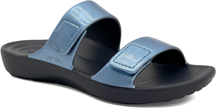 Quarter turn view Women's Aetrex Footwear style name Kaia in color Blue Pearl. Sku: ST9319