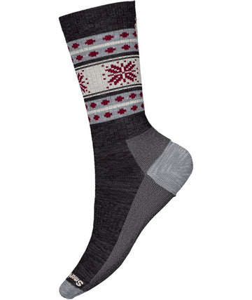 Women's Smartwool Socks style name Cozy Snowflake Dream Crew in color Charcoal. Sku: SW002623003