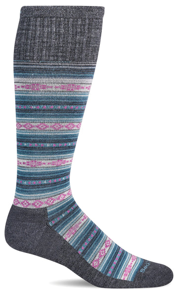 Women's Sockwell Socks style name Southwest Stripe in color Charcoal. Sku: SW192W-850