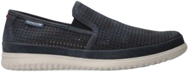 Quarter turn view Men's Mephisto Footwear style name Tiago in color Navy Sportbuck. Sku: TIA1945