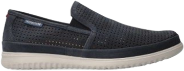 Quarter turn view Men's Mephisto Footwear style name Tiago in color Navy Sportbuck. Sku: TIA1945