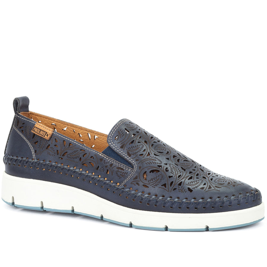 Quarter turn Women's Pikolinos Footwear style name Tenerife 3896 in color Pacific. Sku: W8D-3896PAC
