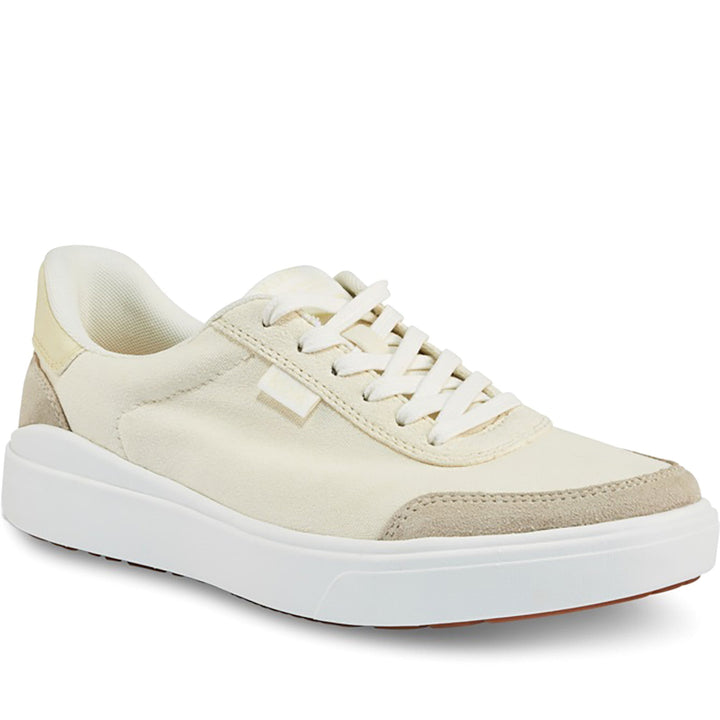 Quarter turn Women's Kizik Footwear style name Prague 2 in color Pristine/ Transparent Yellow. Sku: WPRA2504