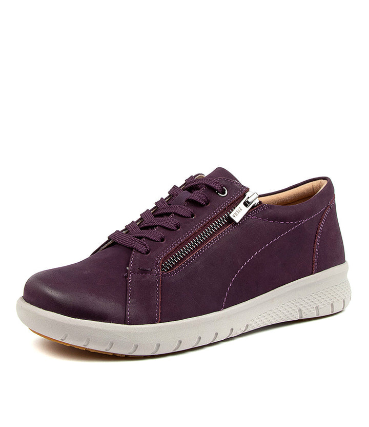 Quarter view Women's Ziera Footwear style name Solar in Purple Nubuck. Sku: ZR10058PURAG