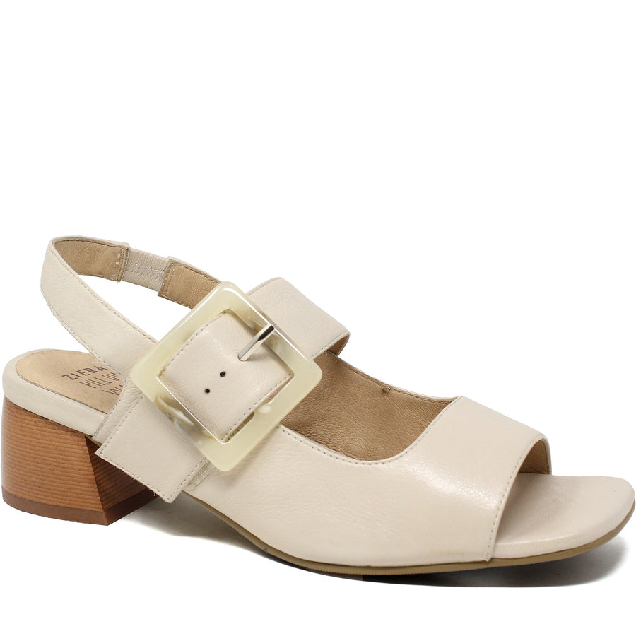 Quarter turn Women's Ziera Footwear style name Cantell-W in color Vanilla Natural Heel Leather. Sku: ZR11016W41LE