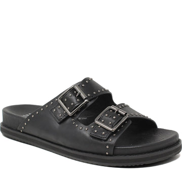 Quarter turn Women's Ziera Footwear style name Lavro-W in color Black-Gunmetal Leather. Sku: ZR11066BQOLE