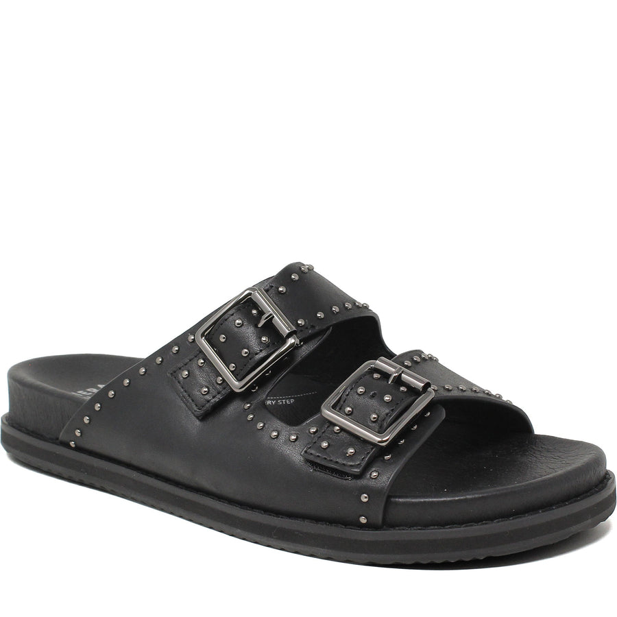 Quarter turn Women's Ziera Footwear style name Lavro-W in color Black-Gunmetal Leather. Sku: ZR11066BQOLE