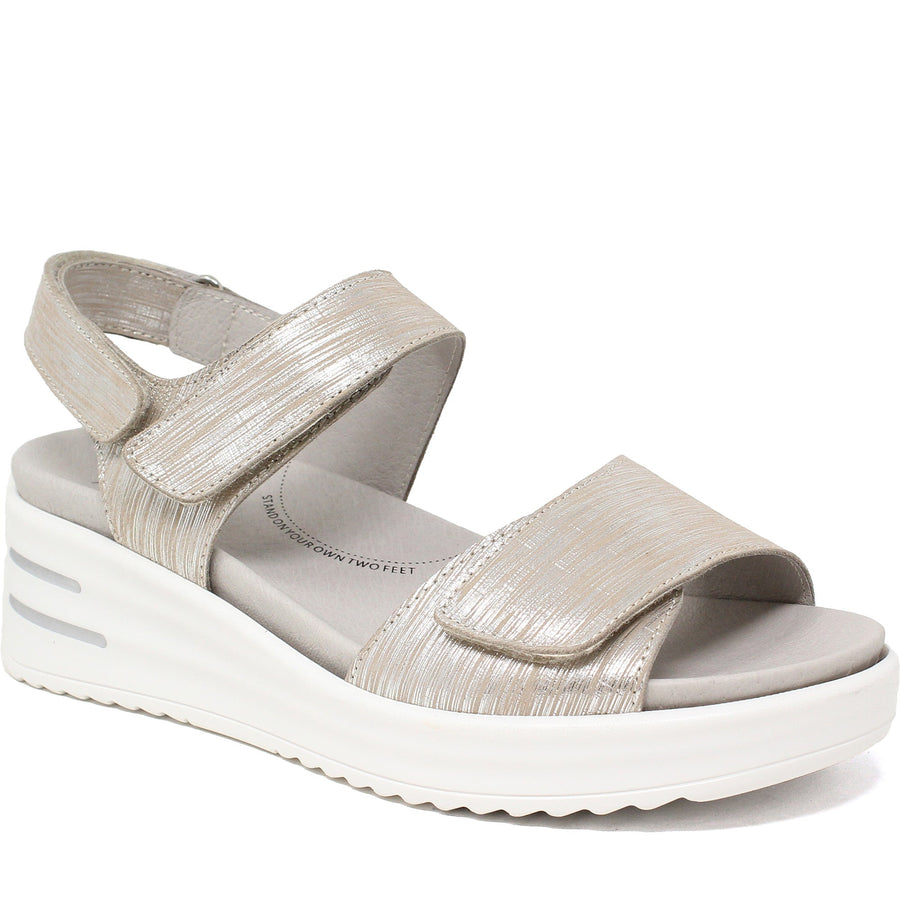 Quarter turn Women's Ziera Footwear style name Sadias-W in color Argento Sparks Leather. Sku: ZR11069MC2LE