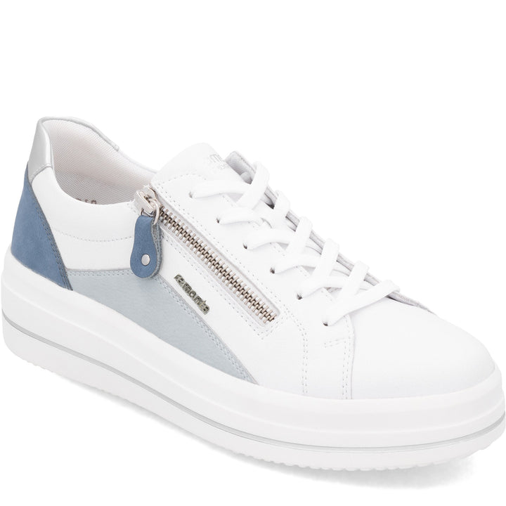 Women's Remonte Julika 01 in Weiss/ Bleu/ Bleu/ Silver. Sku: D1C01-84