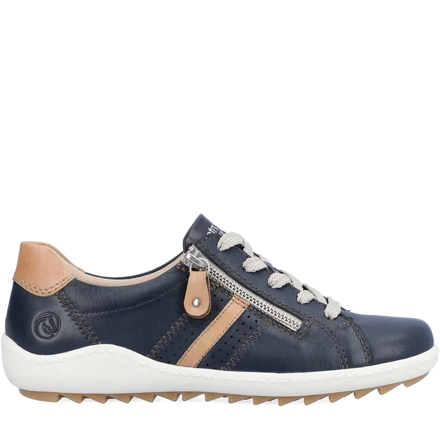 Quarter turn Women's Remonte Footwear style name Liv 32 in color Atlantis/ Bisquit/ Pazifik/ Lugan. Sku: R1432-14