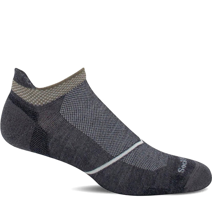 Quarter turn Men's Sockwell Sock style name Pulse Micro Firm in color Charcoal. Sku: SW88M-850