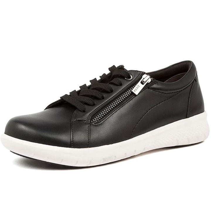 Women's Ziera Solar-XF in Black Leather/ White Sole. Sku: ZR10058BDCLE