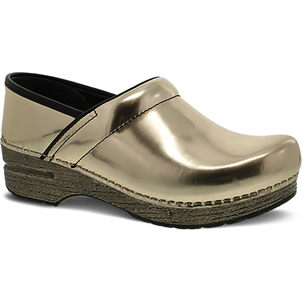 Quarter view Women's Dansko Footwear style name Professional in color Gold Chrome Mettallic. Sku: 0063-01202