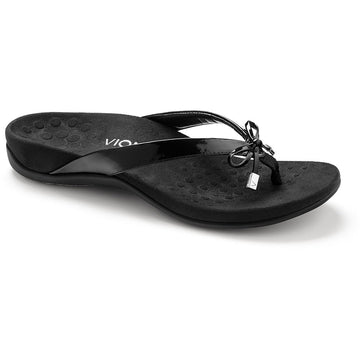 Quarter view Women's Vionic Footwear style name Rest Bella Wide in color Black Pat. Sku: 10000435W-001