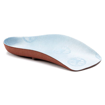 Quarter view  Insole style name BLUE FOOTBED MED in color Air Blue. SKU: 1001173