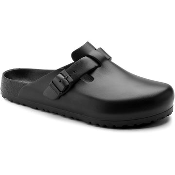 Quarter view Men's Birkenstock Footwear style name Boston EVA Regular in color Black. Sku: 1002314