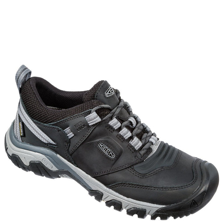Quarter view Men's Footwear style name RIDGE FLEX WP M in color Black/Magnet. SKU: 1024916