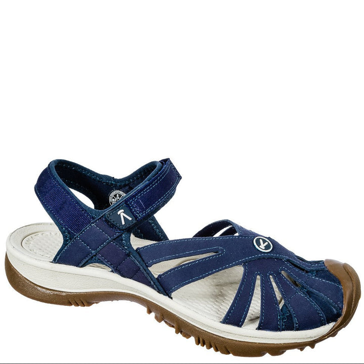 Quarter view Women's Footwear style name ROSE SANDAL in color Navy. SKU: 1025126