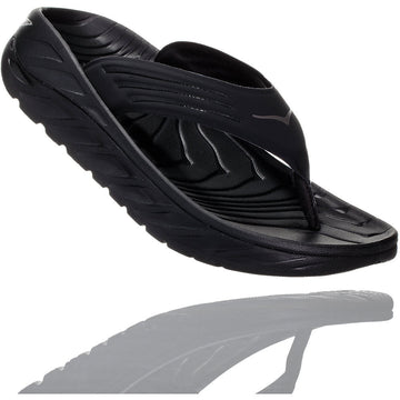 Quarter view Men's Hoka Footwear style name Ora Recovery Flip color Black/ Dark Dull Gull Gray. Sku: 1099675BDGGR