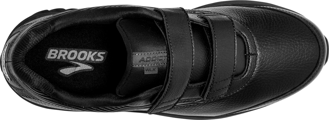 Top down view Men's Brooks Footwear style name Addiction Walker V-Strap 2 Double Wide in color Black. Sku: 110320-4E072