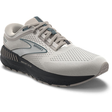 Quarter view Men's Brooks Footwear style name Beast GTS 23 Medium in color Chateau Gray/White Sand/Blue. Sku: 110401-1D216