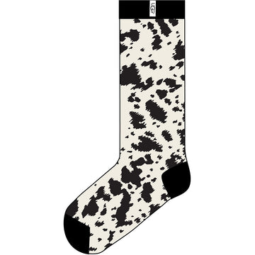 Quarter view Women's UGG Sock style name Leslie Graphic Crew Sock in color Black/ White Gazella. Sku: 1105868-BWGZ