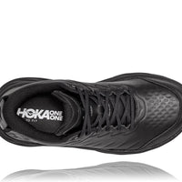 Top down view Men's Hoka Bondi Slip Resistant in Black. Sku: 1129350BBLC
