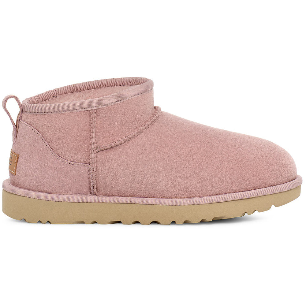 Quarter view Women's UGG Footwear style name Classic Ultra Mini in color Rose Gray. Sku: 1116109RSGRY