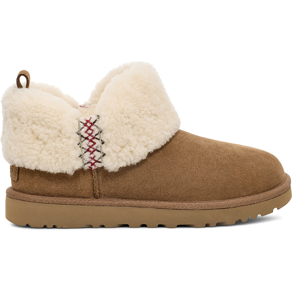 Quarter view Women's UGG Footwear style name Ultra Mini Ugg Braid in color Chestnut. Sku: 1151750CHE