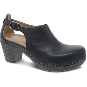 Quarter view Women's Dansko Footwear style name Sassy color Black Milled Burnished. Sku: 1831-029400