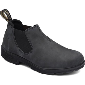 Quarter view Unisex Blundstone Footwear style name Low-Cut Short in color Rustic Black. Sku: 2035-RUSTICBLK