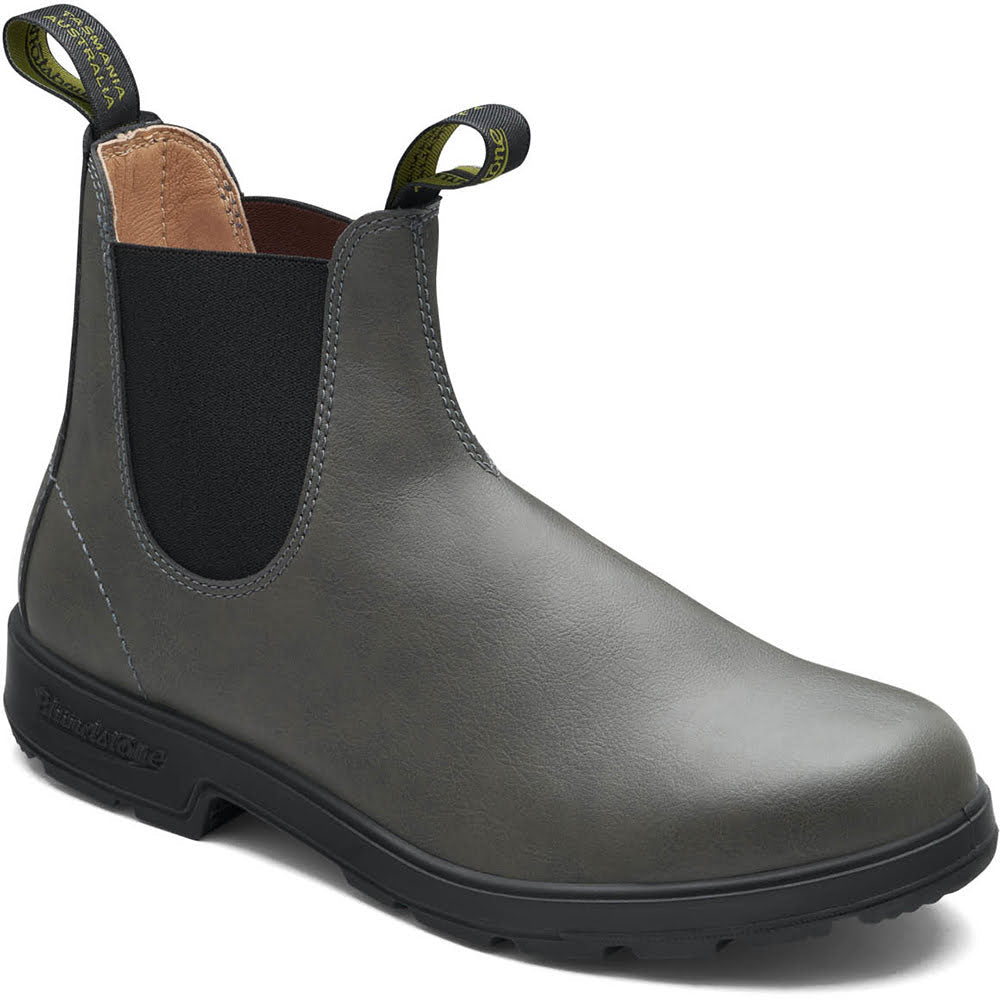 Quarter view Men's Blundstone Footwear style name Vegan Chelsea Boots color Steel Grey. Sku: 2210-STEELGREY